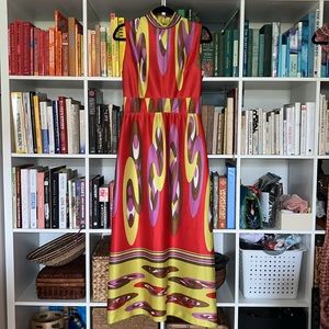 Vintage Emilio Borghese Roma 70’s hippie boho dress pucci style print Small